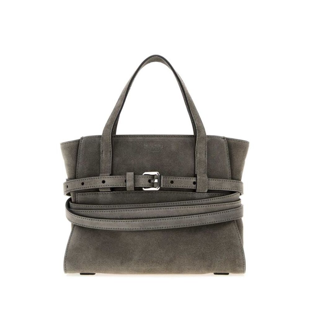 Moschino Women Grey Suede Moschino Tie Me Handbag